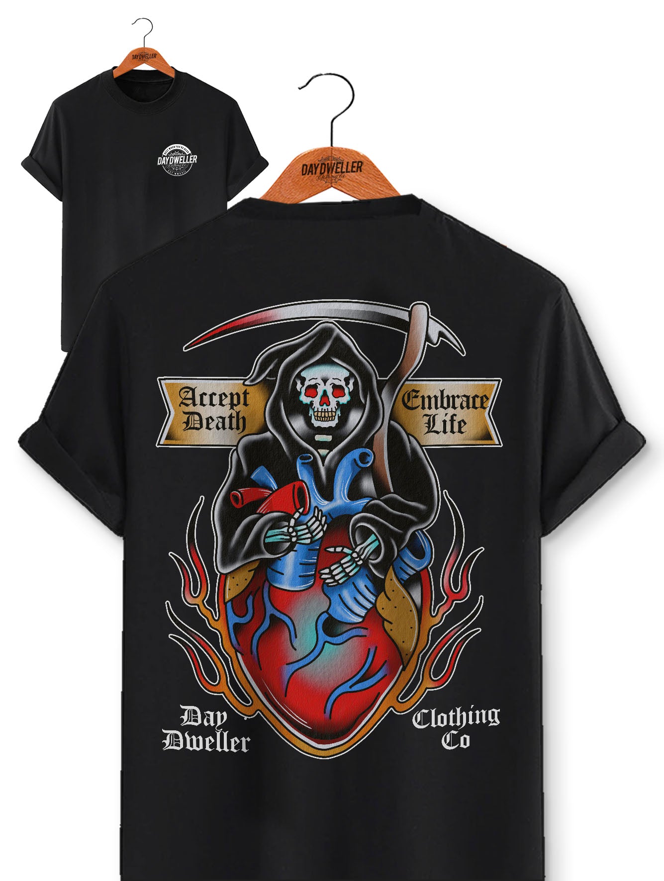 'Accept Death, Embrace Life' Black Tee