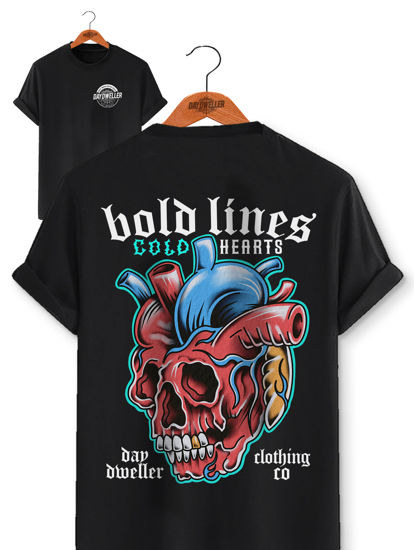 'Bold Lines, Cold Hearts' Black Tee