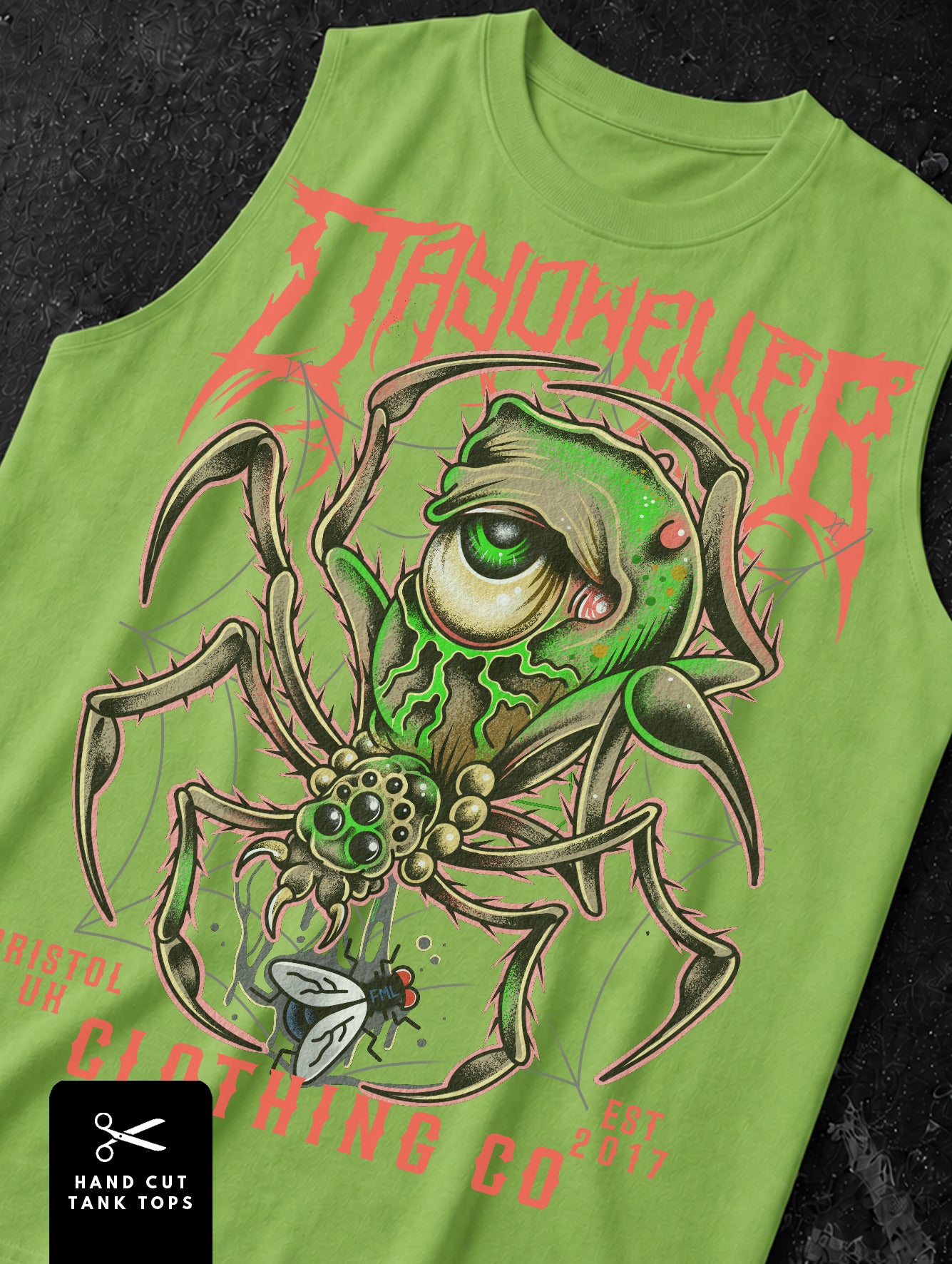 CLEARANCE Green 'Toxic Spider' Tank Top