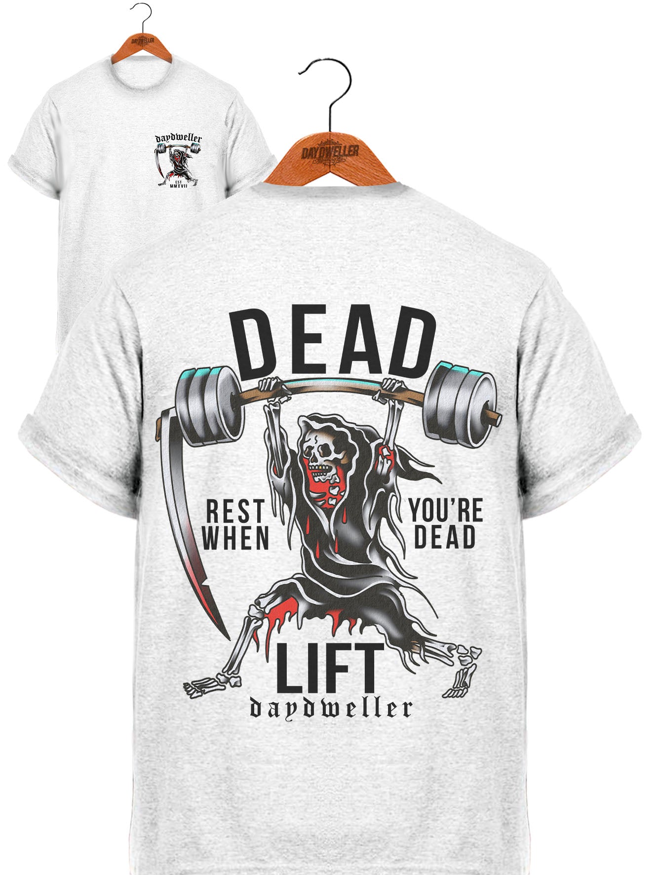 'Dead Lift' Ash White Tee