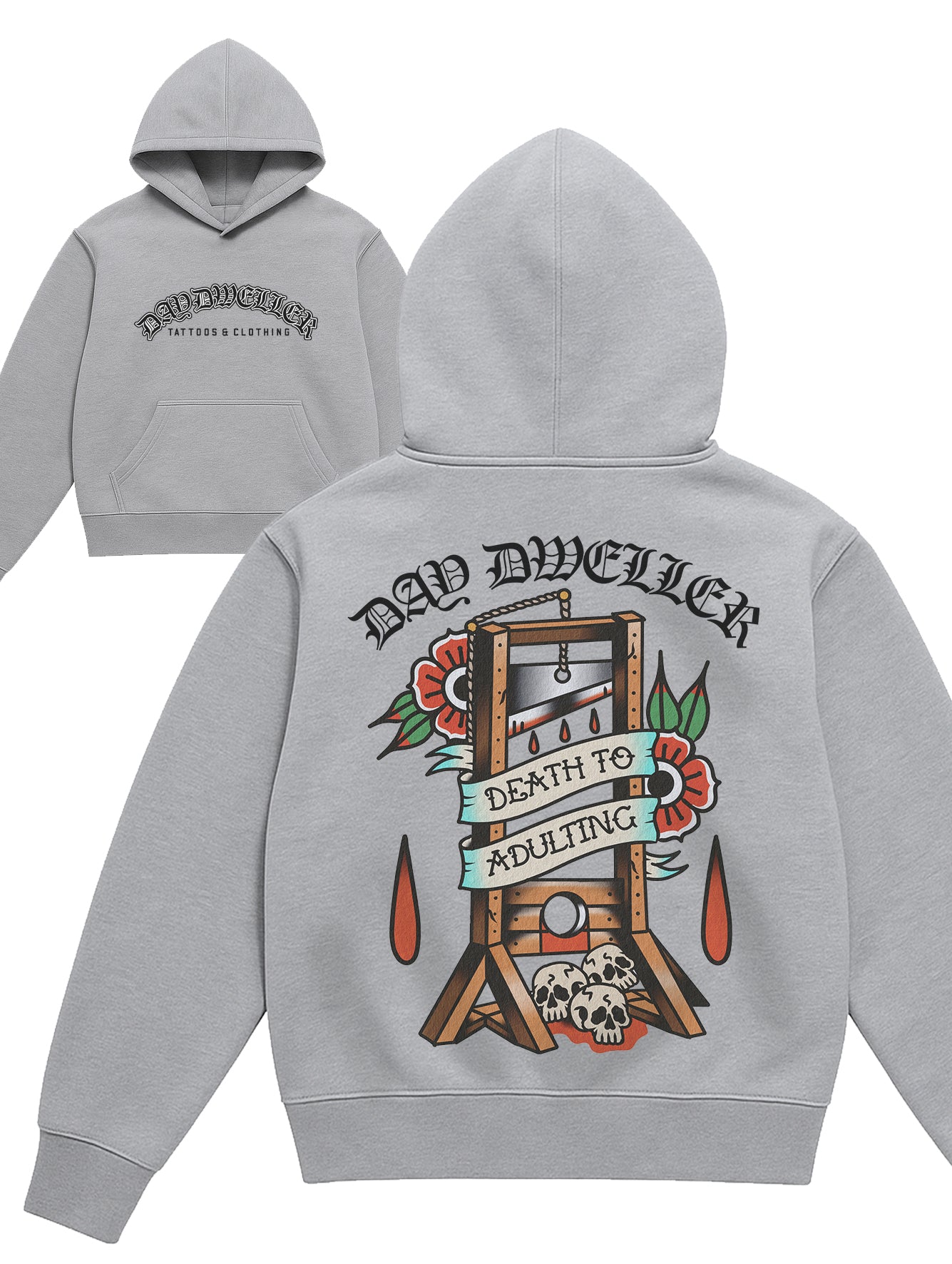 'Death to Adulting' Grey Hoodie