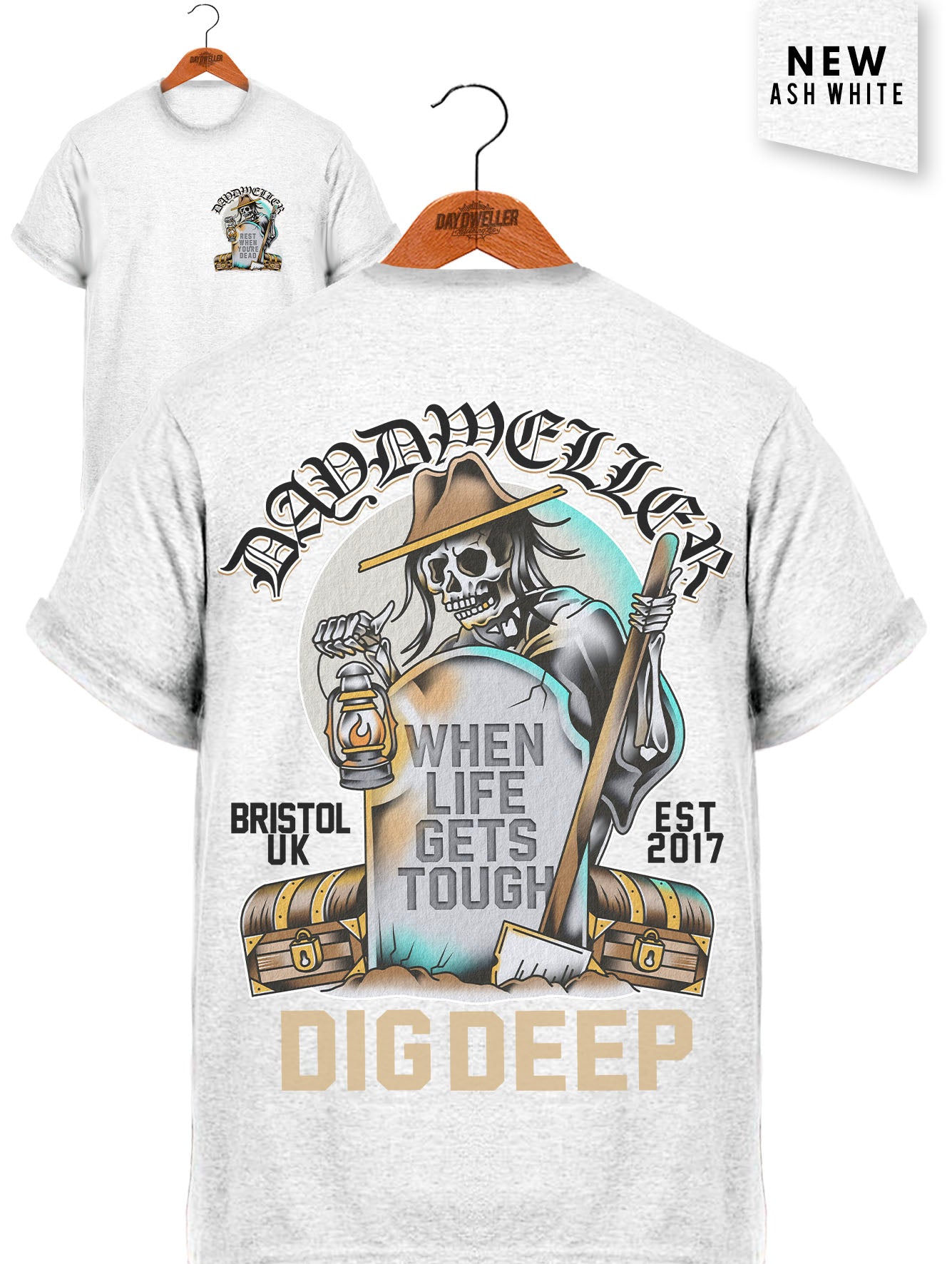 'Dig Deep' Ash White Tee