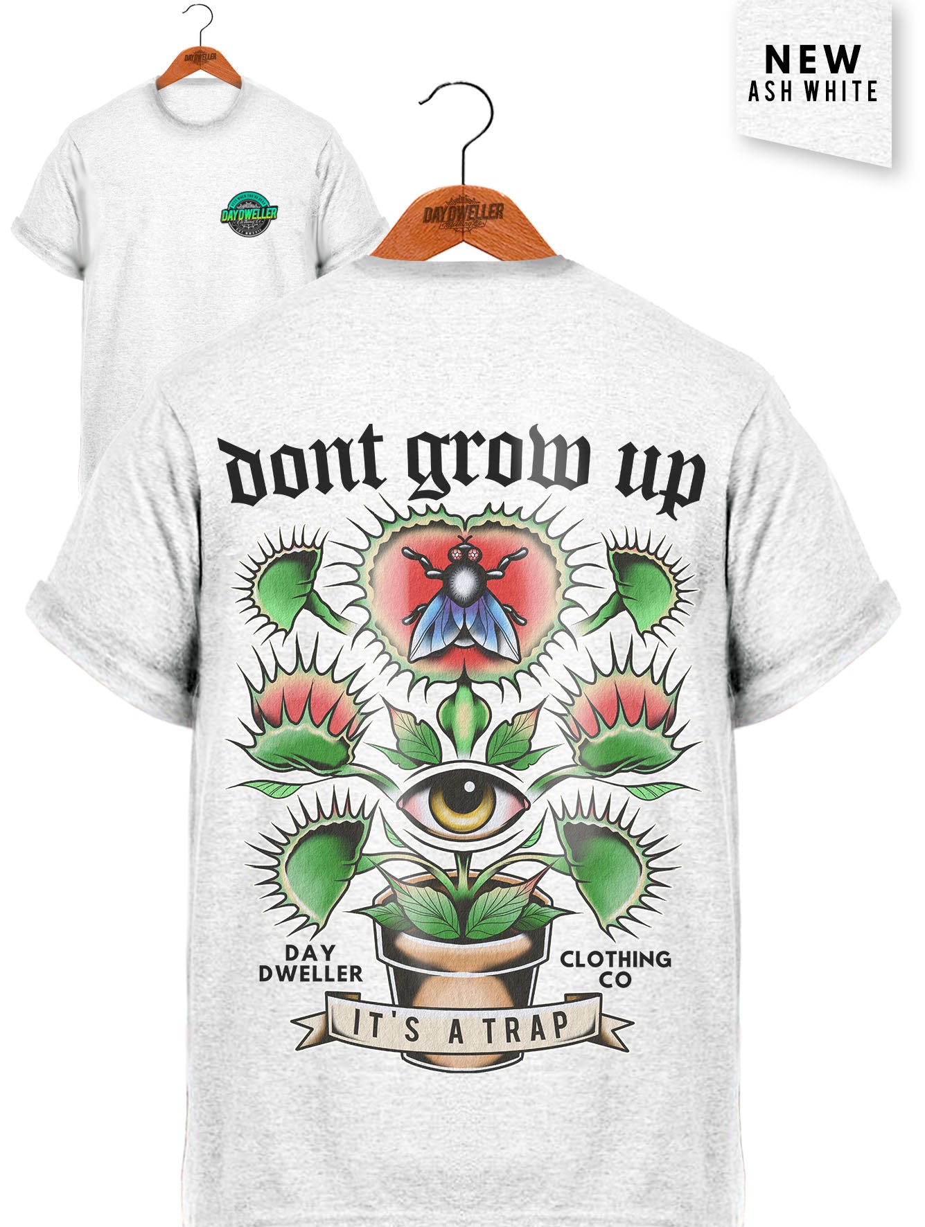 'Don't Grow Up, It's A Trap' Ash White Tee