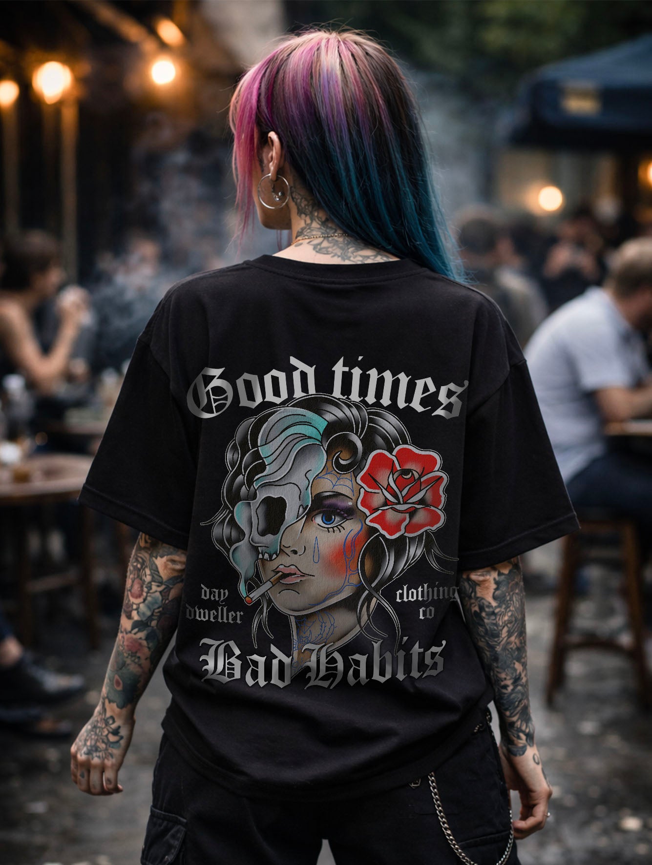 'Good Times, Bad Habits' Smoking Girl Tee