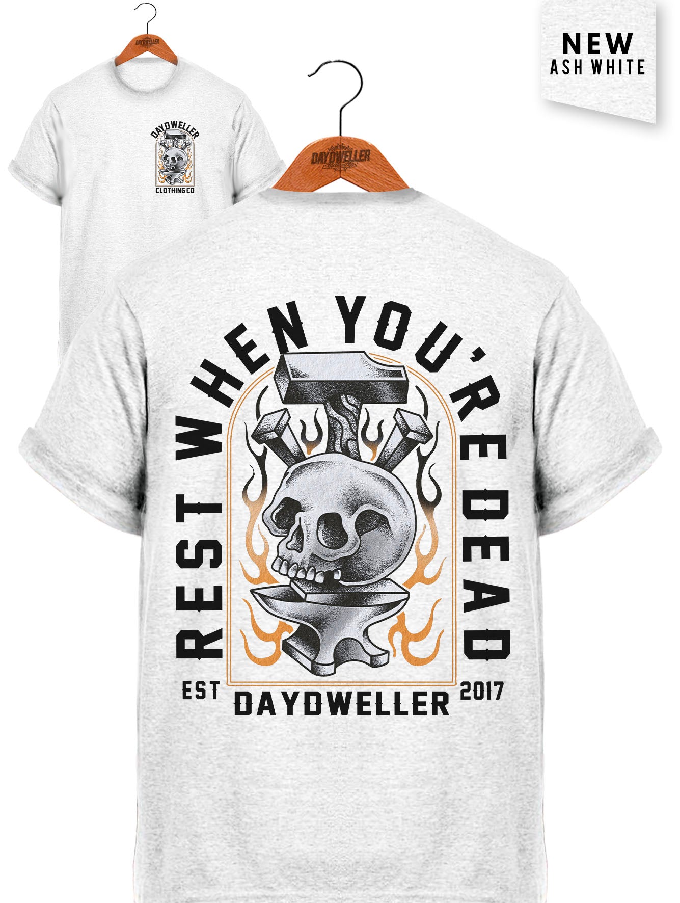 'Rest When You're Dead' Ash White Tee