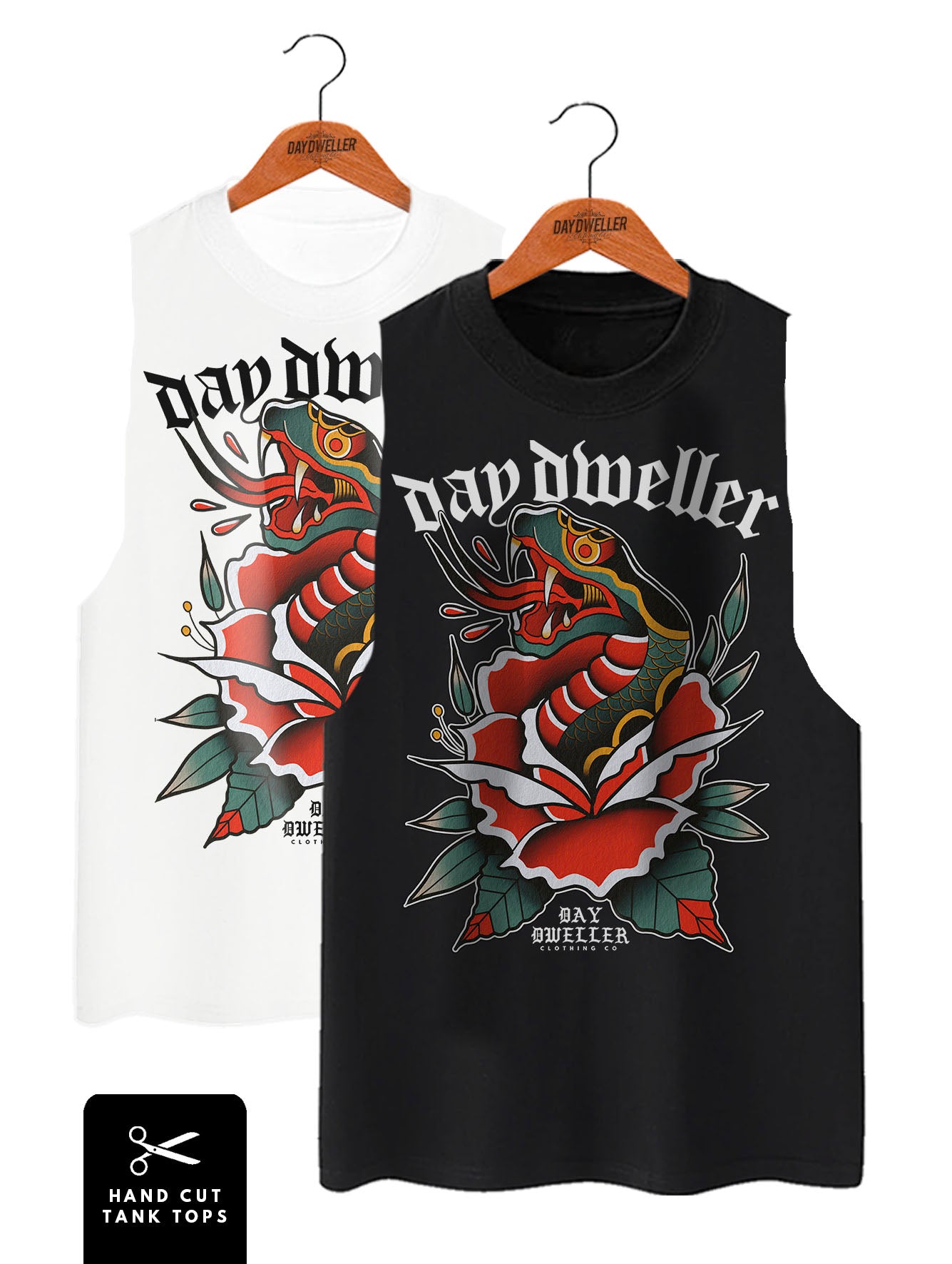 'Snake Rose' Black Tank Top