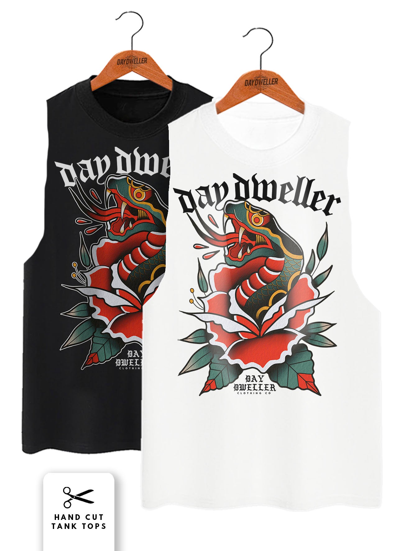 'Snake Rose' Black Tank Top