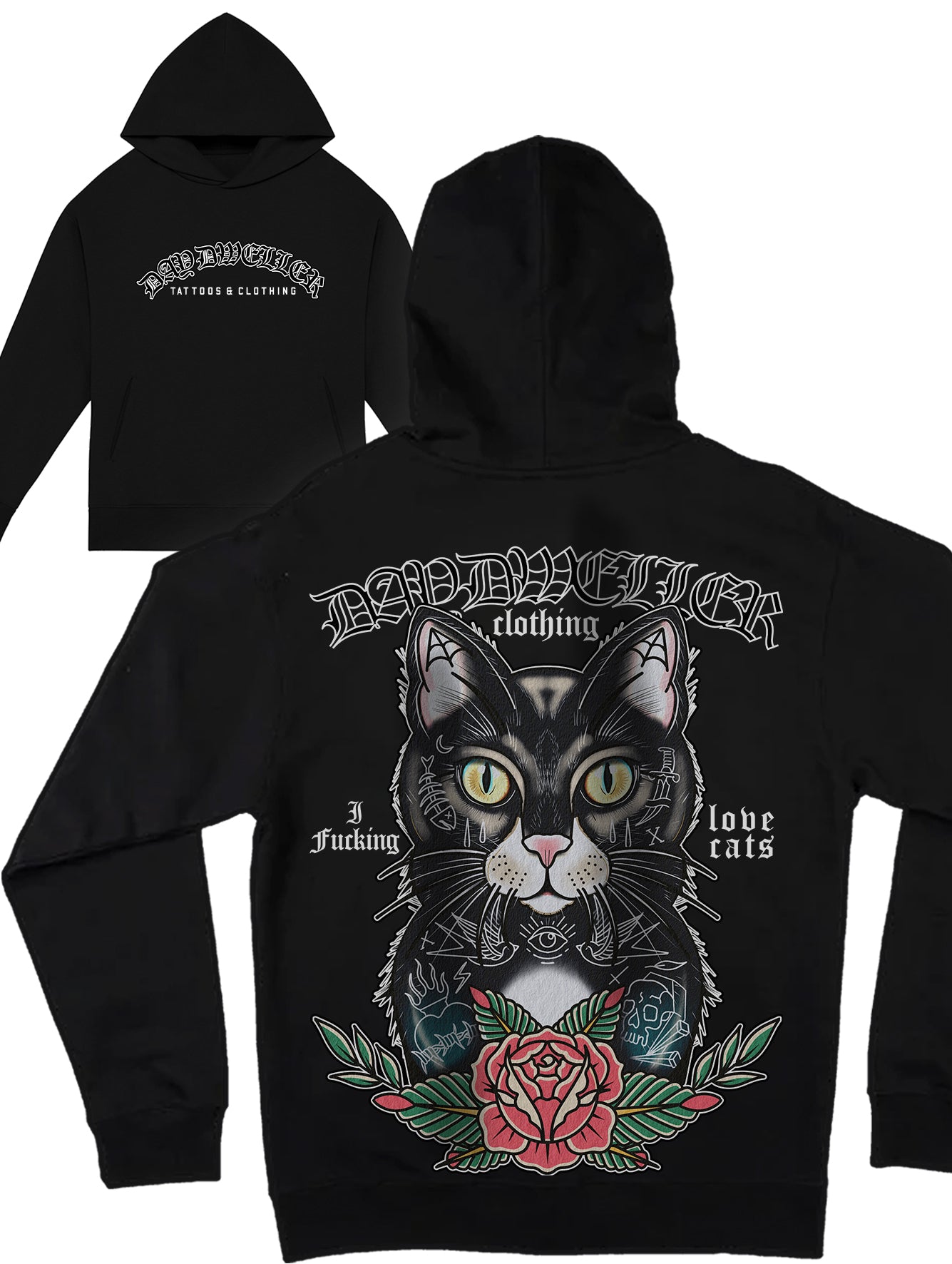 'I F*cking Love Cats' Black Cat Hoodie