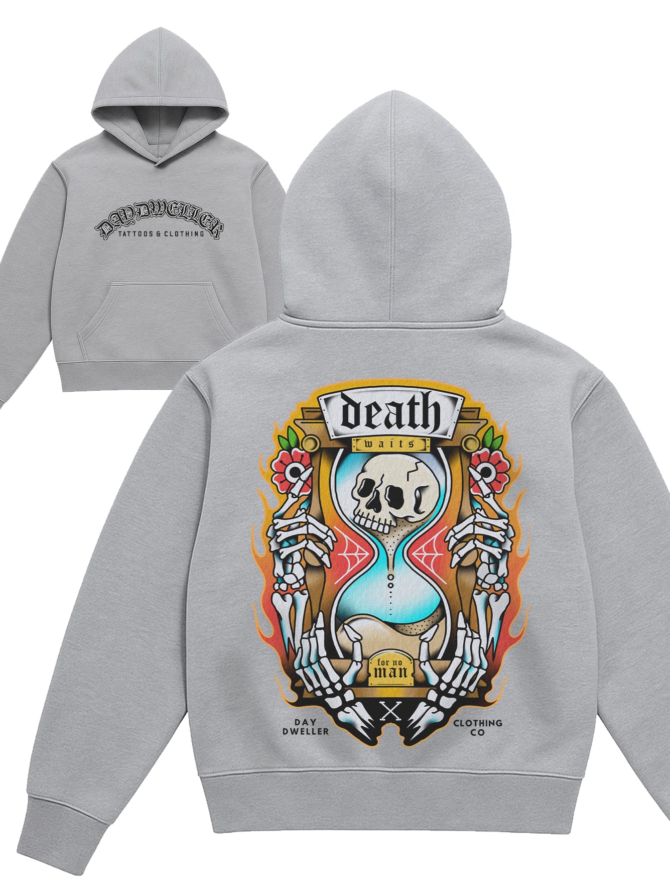 'Death Waits For No Man' Grey Hoodie