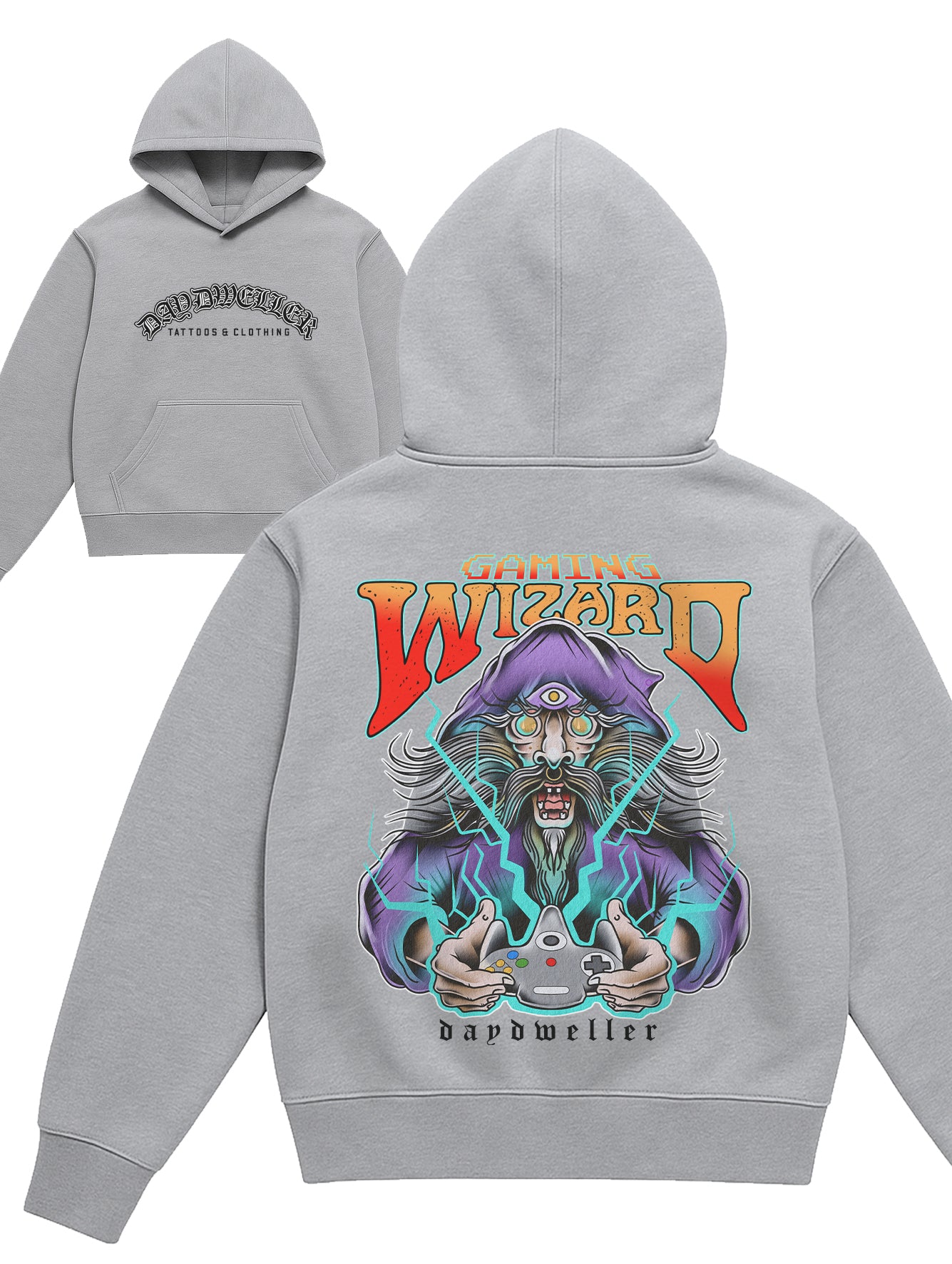 'Gaming Wizard' Grey Hoodie