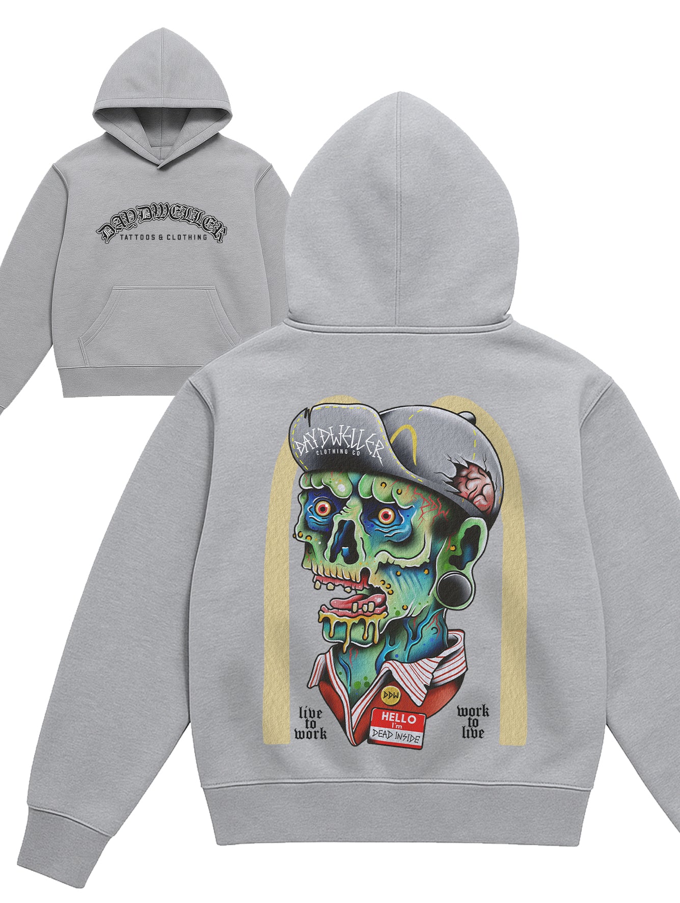 'Live To Work' Grey Hoodie