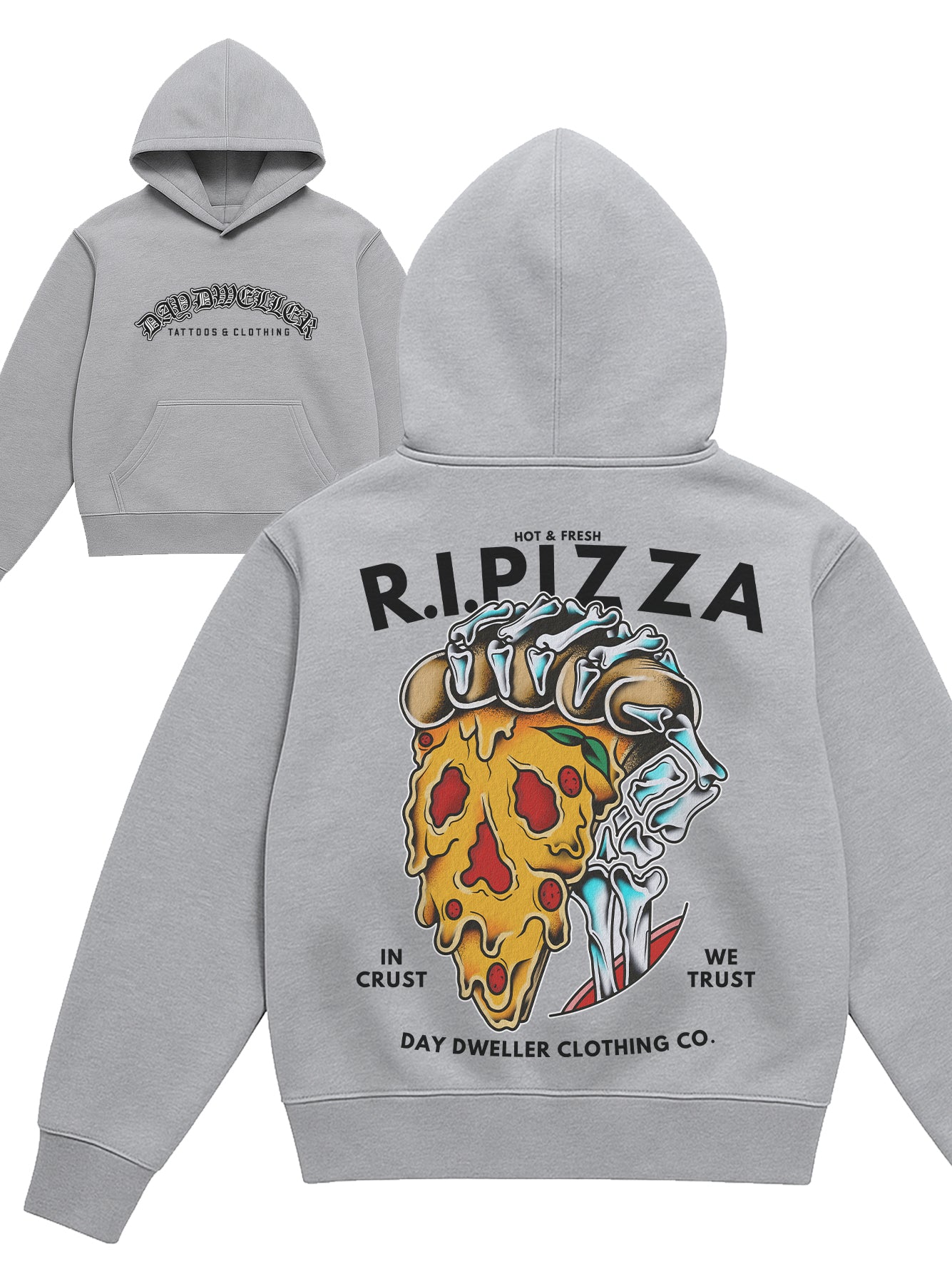 'R.I.Pizza' Grey Hoodie