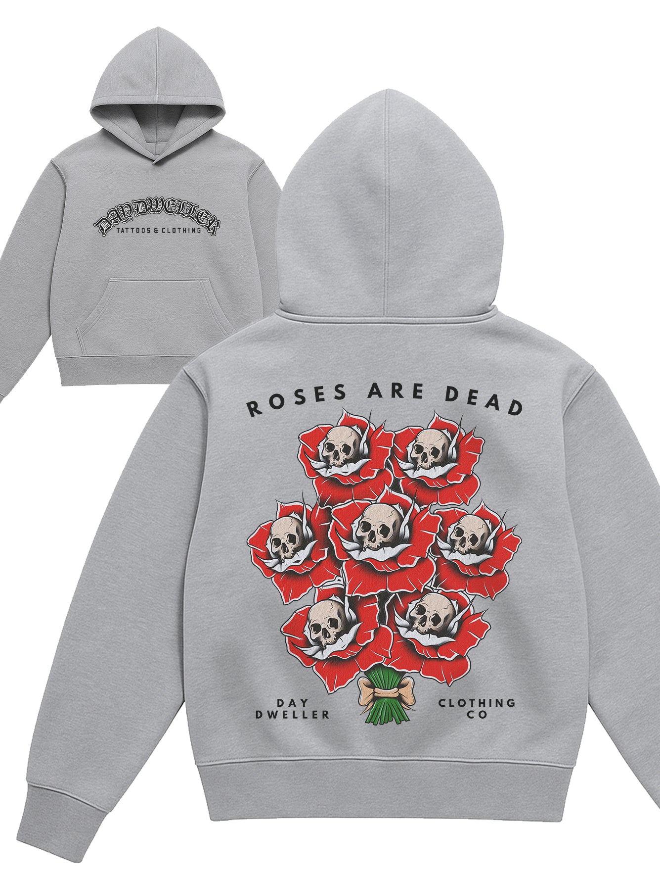 'Roses Are Dead' Grey Hoodie