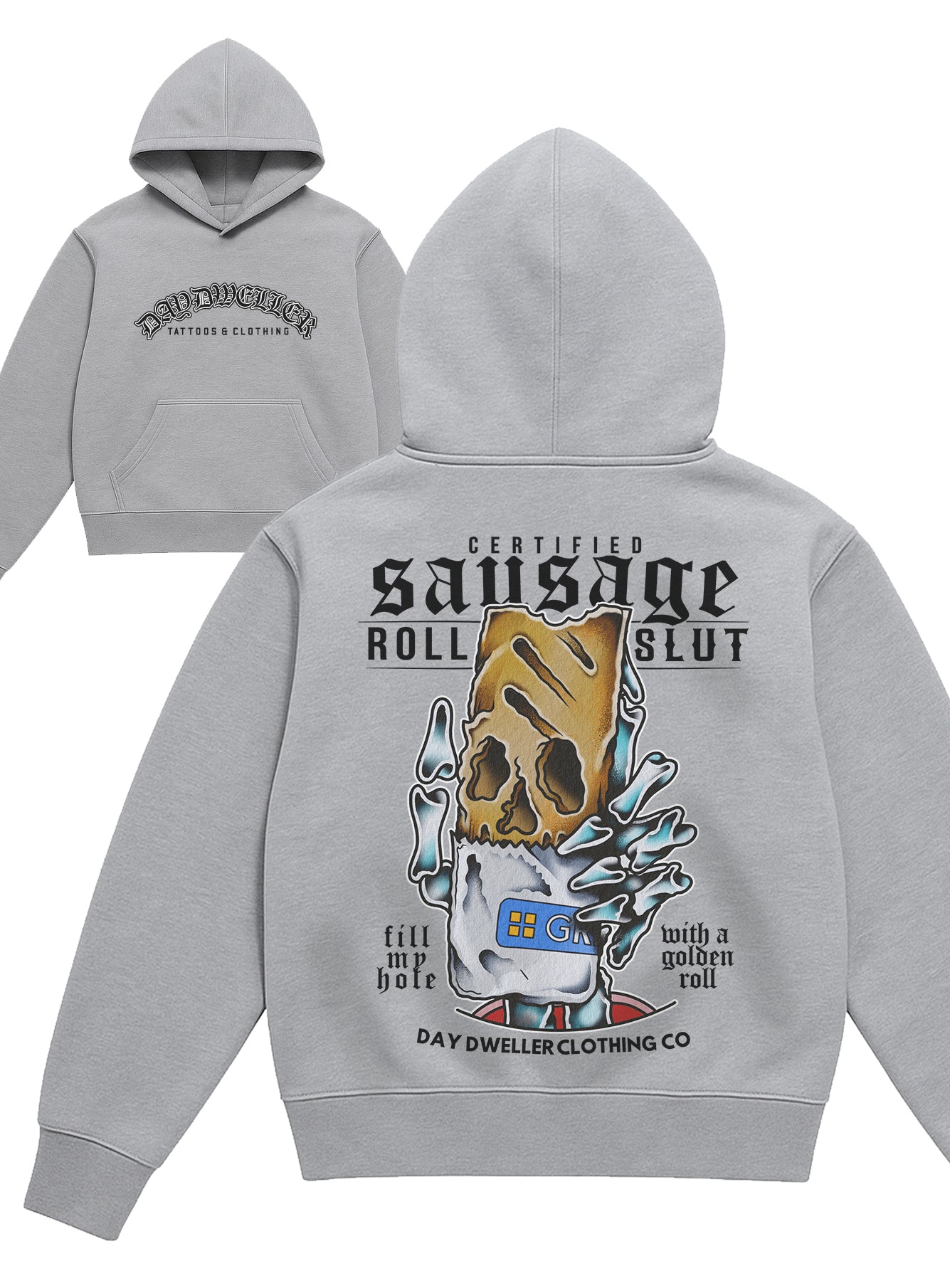 'Sausage Roll Slut' Grey Hoodie