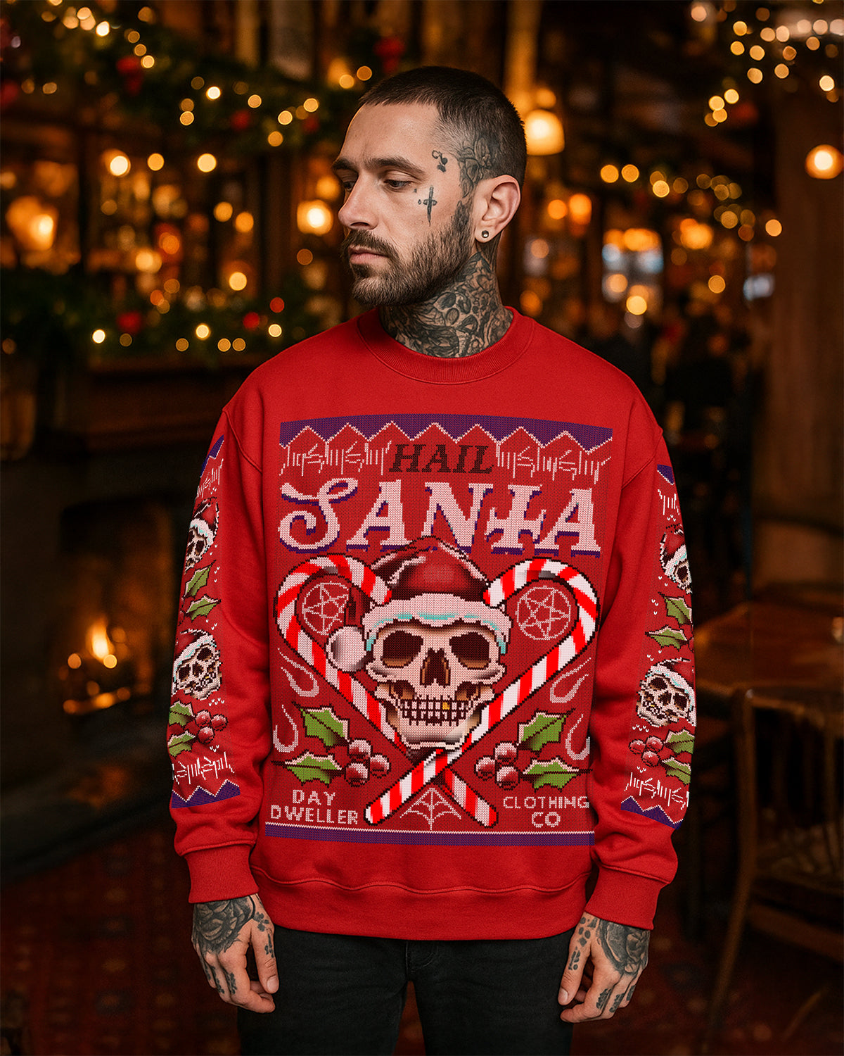 'Hail Santa' Red Christmas Jumper