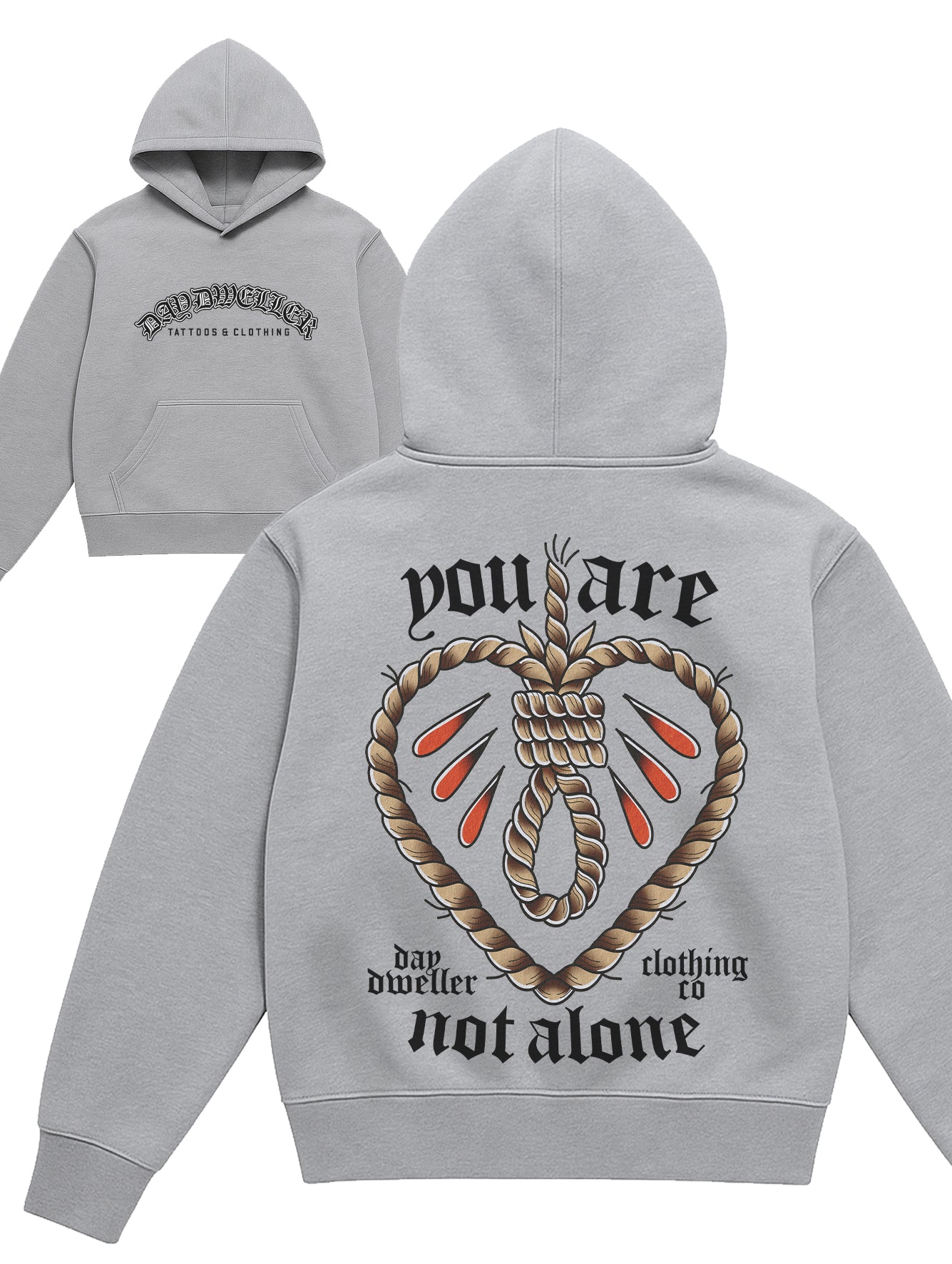 'You Are Not Alone' Grey Hoodie