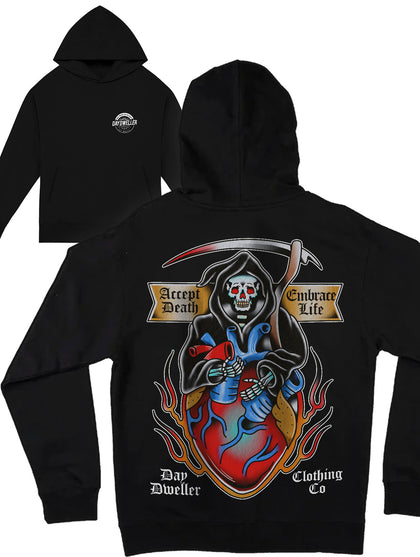 'Accept Death, Embrace Life' Heavyweight Hoodie
