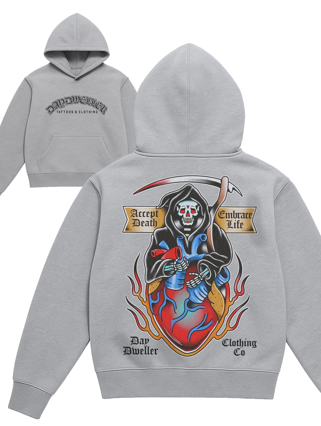 'Accept Death, Embrace Life' Grey Hoodie