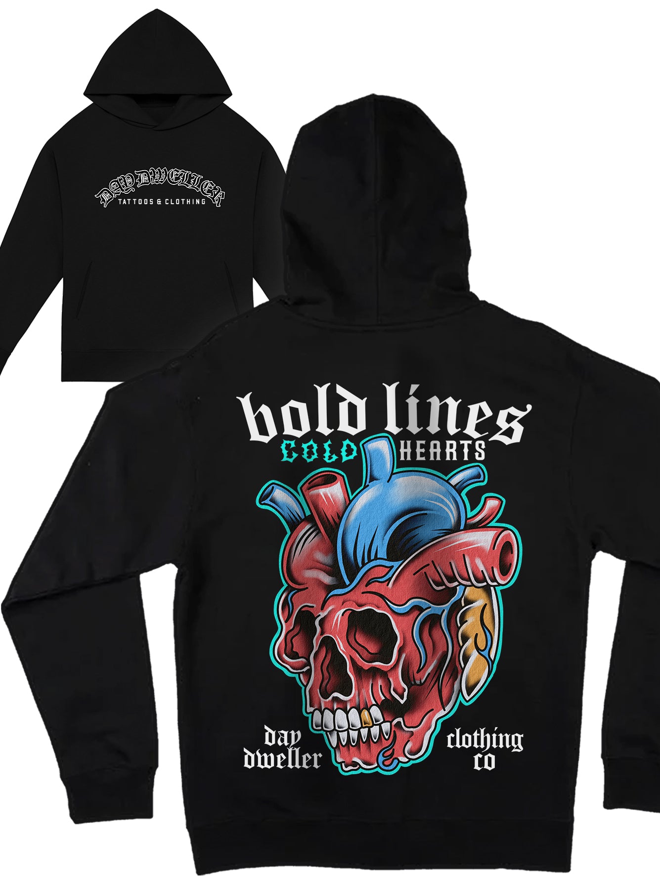 'Bold Lines, Cold Hearts' Heavyweight Hoodie