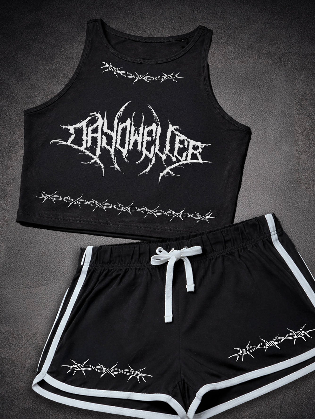 'DDW Barb' Crop Top & Booty Short Set