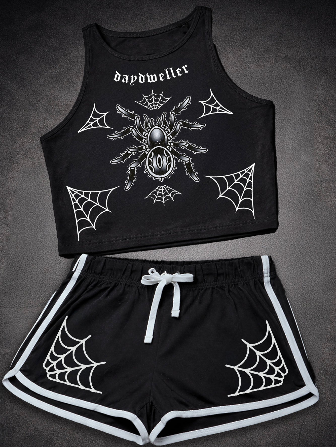 'Spider' Crop Top & Booty Short Set