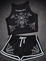 'Spider' Crop Top & Booty Short Set