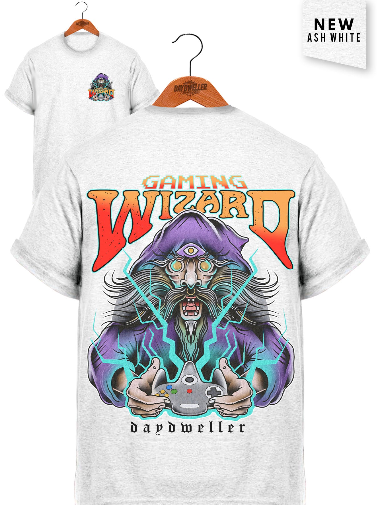 'Gaming Wizard' Ash White Tee