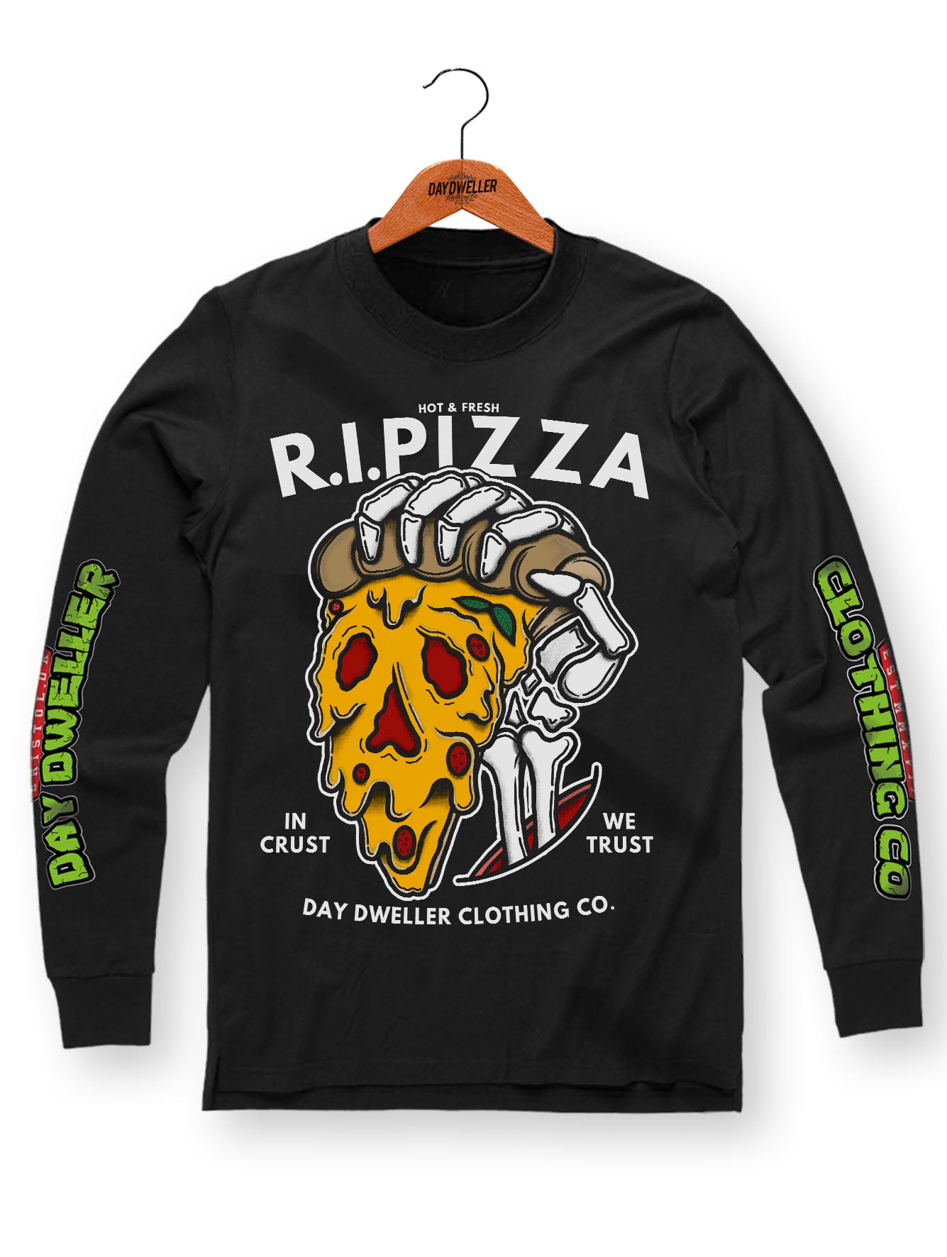 'R.I.PIZZA' Long Sleeve Tee