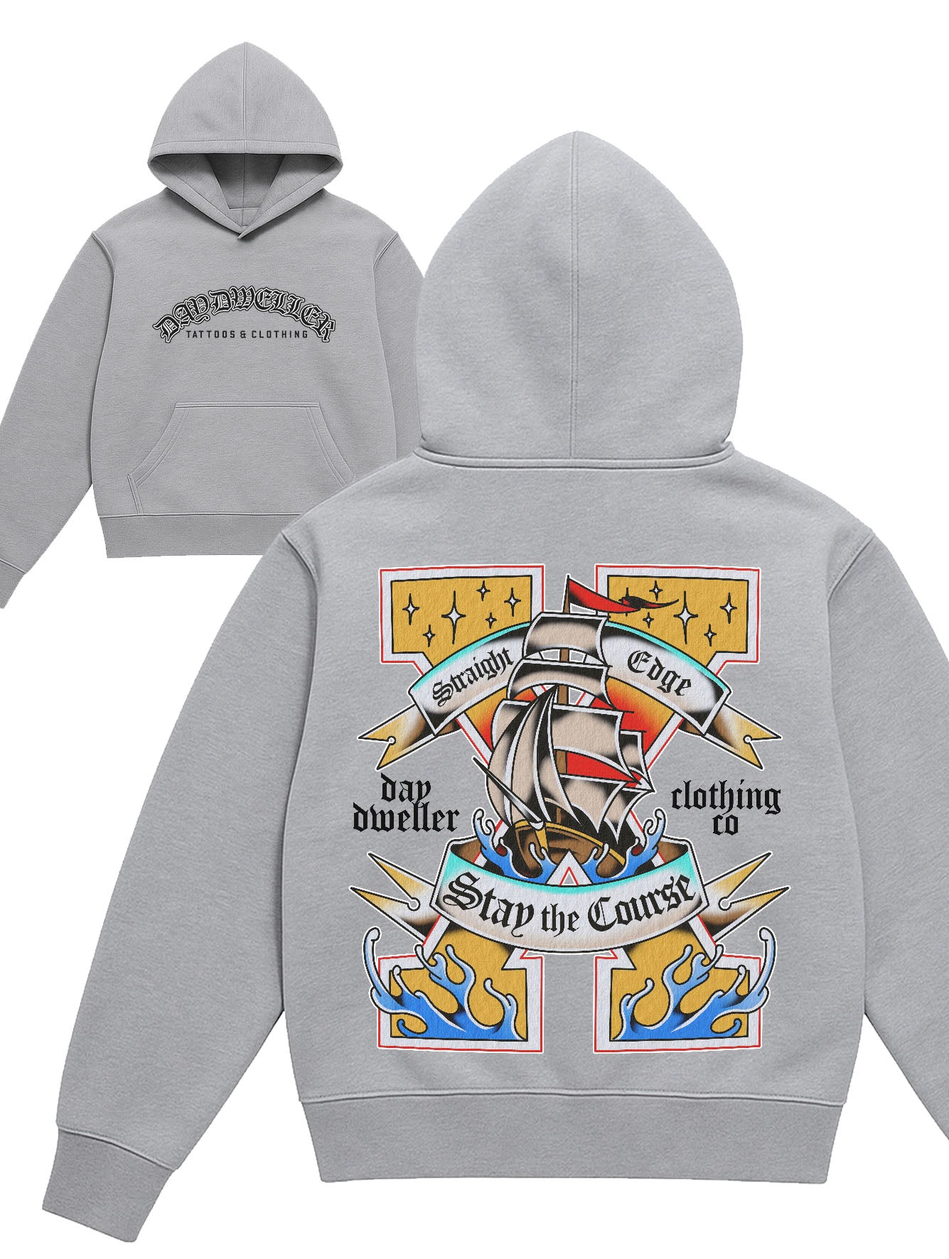 'Stay The Course' Heavyweight Grey Hoodie