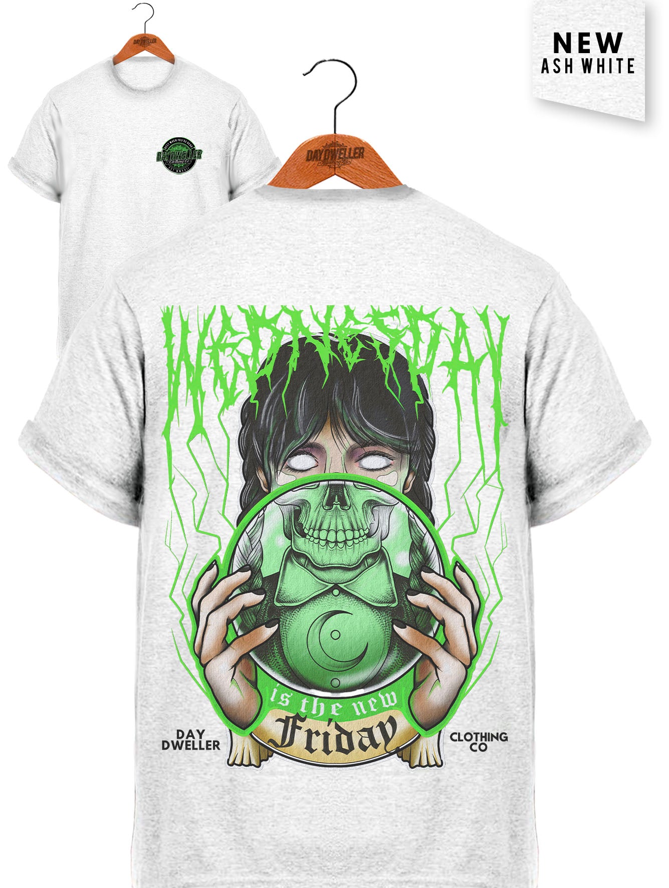 'Wednesday Is the New Friday' Ash White Tee