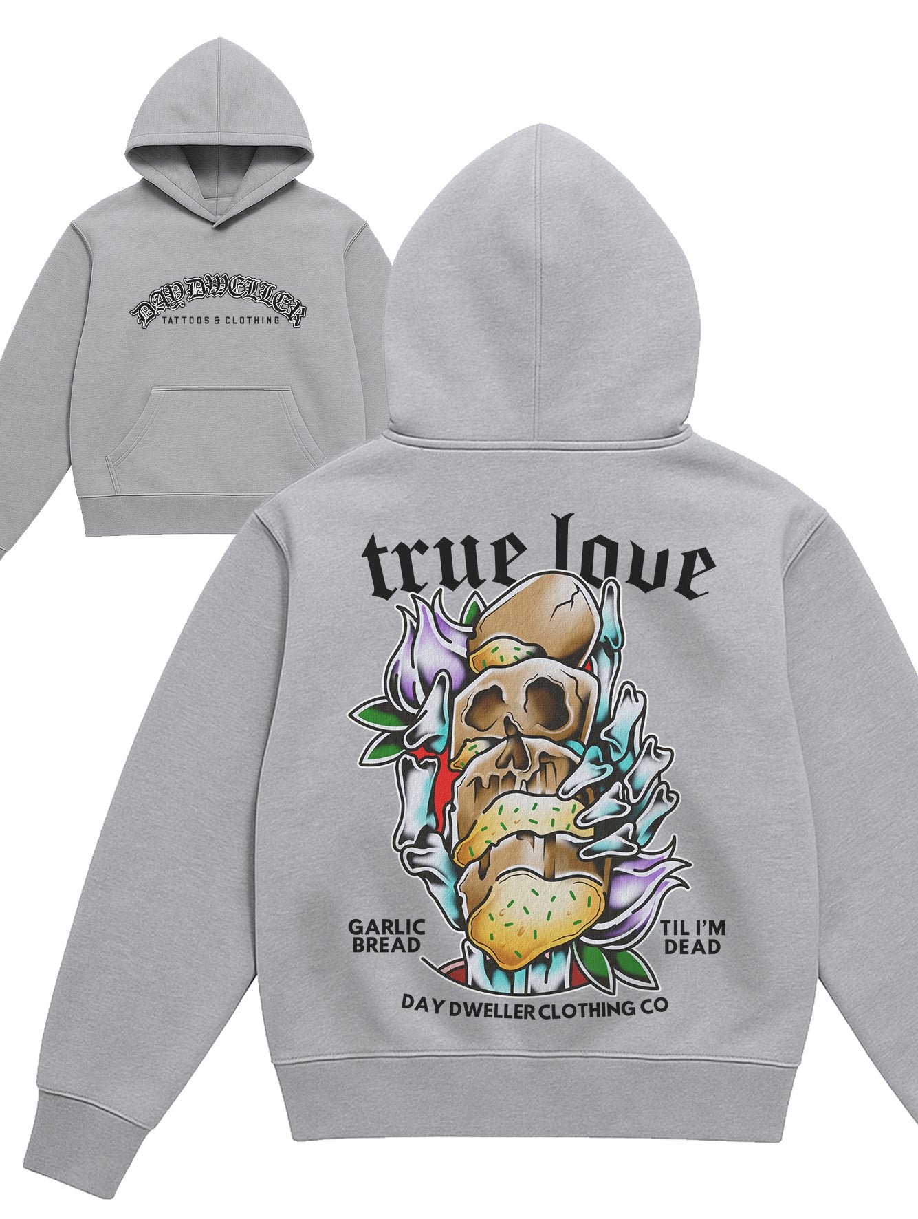 'Garlic Bread Til I'm Dead' Grey Hoodie